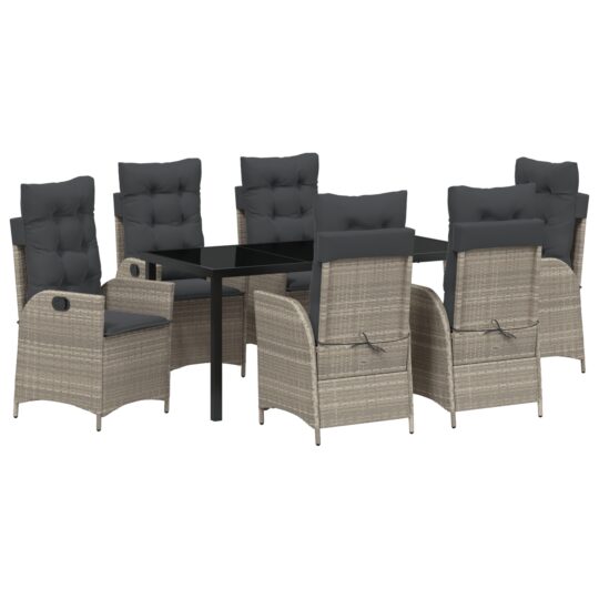 Alternative view of Set de masă pentru grădină 7 pcs Gri deschis poliratan