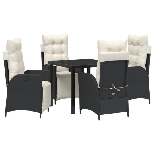 Alternative view of Set de masă pentru grădină 5 pcs Negru Rattan poli