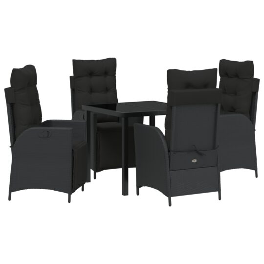 Alternative view of Set de masă pentru grădină 5 pcs Negru Rattan poli