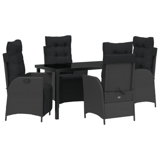 Alternative view of Set de masă pentru grădină 5 pcs Negru Rattan poli
