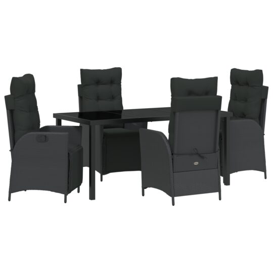 Alternative view of Set de masă pentru grădină 5 pcs Negru Rattan poli