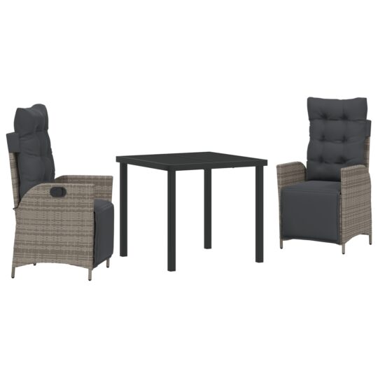 Alternative view of Set de masă pentru grădină 3 pcs Gri Rattan poli