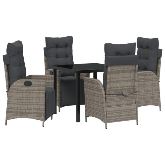 Alternative view of Set de masă pentru grădină 5 pcs Gri Rattan poli