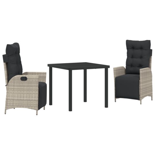 Alternative view of Set de masă pentru grădină 3 pcs Gri deschis Rattan poli