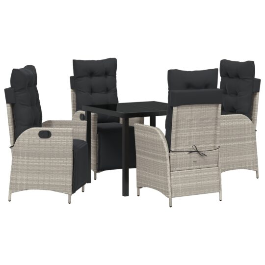 Alternative view of Set de masă pentru grădină 5 pcs Gri deschis Rattan poli
