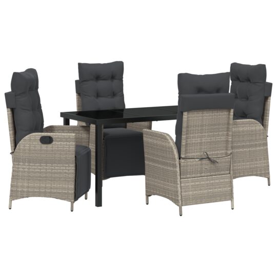 Alternative view of Set de masă pentru grădină 5 pcs Gri deschis Rattan poli