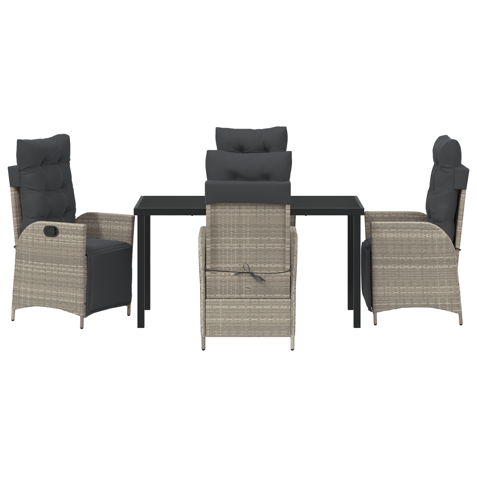 3380570 7 Set de masă pentru grădină 5 pcs Gri deschis Rattan poli Set de masă pentru grădină 5 pcs Gri deschis Rattan poli - imagine 7