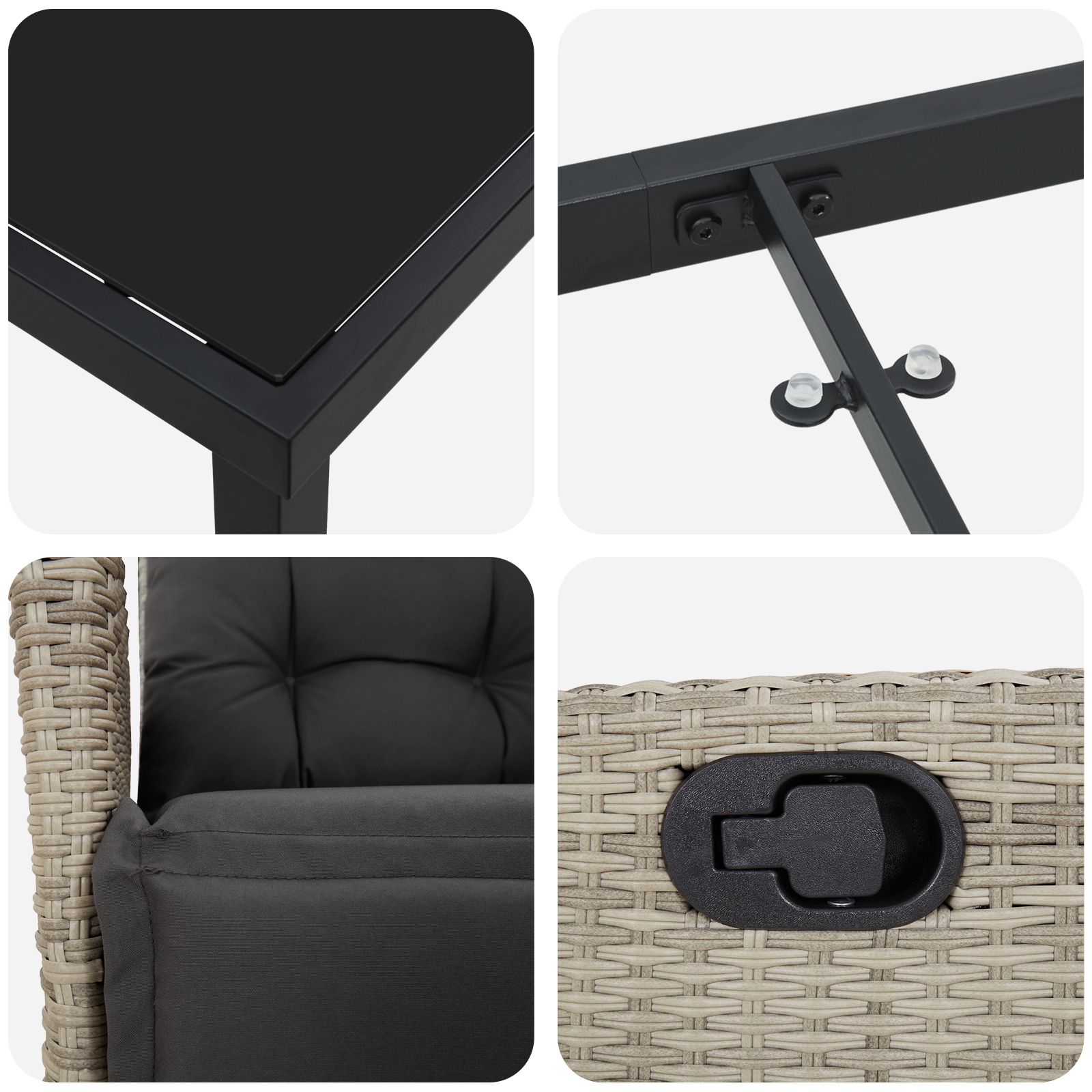 3380570 9 Set de masă pentru grădină 5 pcs Gri deschis Rattan poli Set de masă pentru grădină 5 pcs Gri deschis Rattan poli - imagine 9