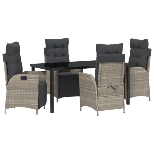 Alternative view of Set de masă pentru grădină 5 pcs Gri deschis Rattan poli