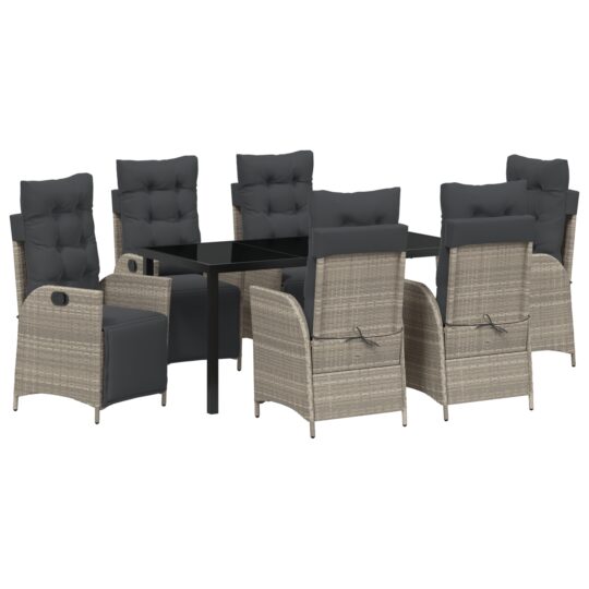 Alternative view of Set de masă pentru grădină 7 pcs Gri deschis Rattan poli