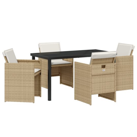 Alternative view of Set de masă pentru grădină 5 pcs Bej poliratan