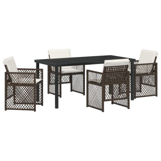 Alternative view of Set de masă pentru grădină 5 pcs Maro poliratan