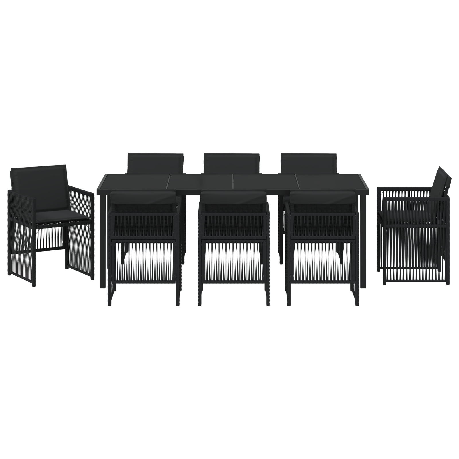 3380652 7 Set de dining pentru grădină cu 9 piese și perne Negru Poly Rattan Set de dining pentru grădină cu 9 piese și perne Negru Poly Rattan - imagine 7