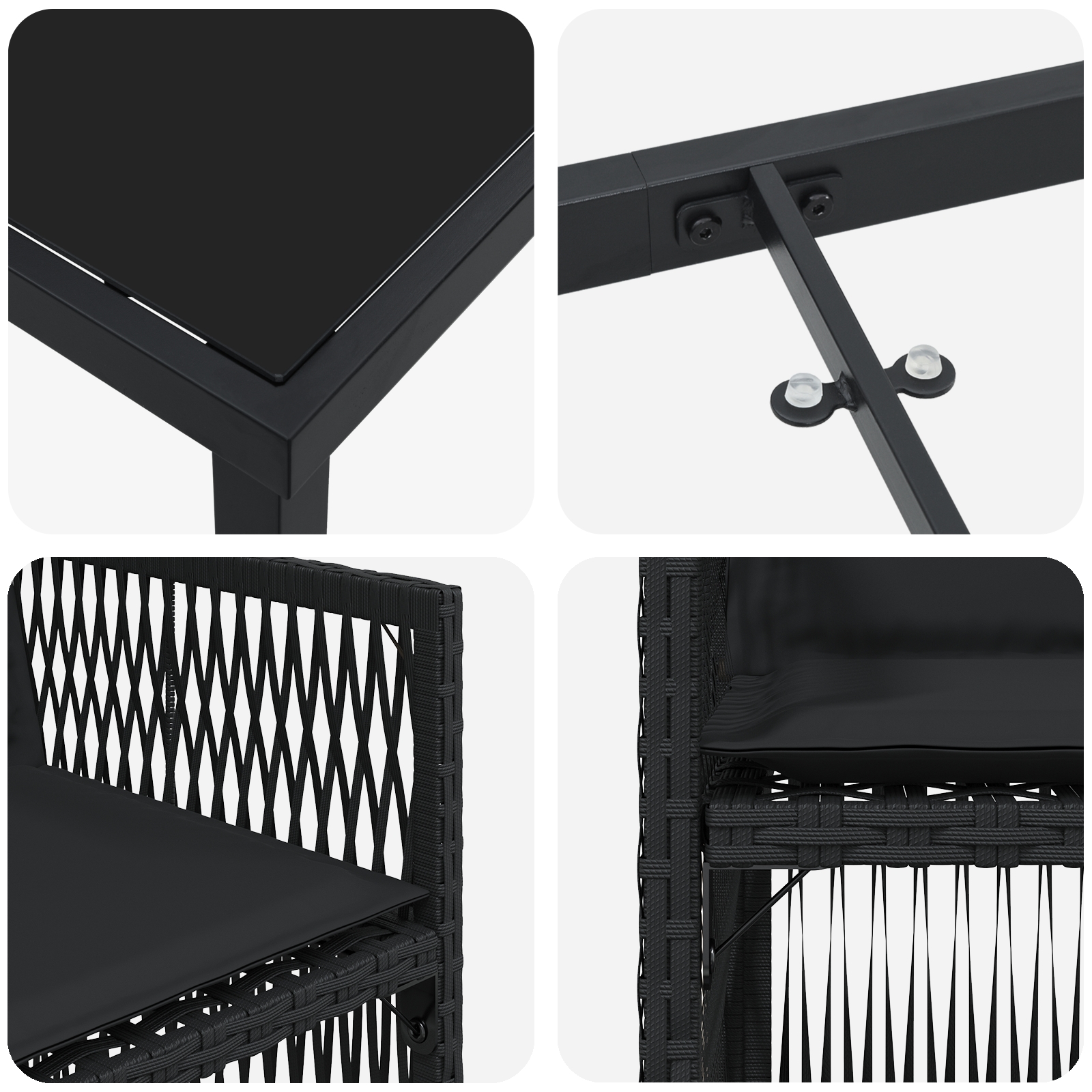 3380652 9 Set de dining pentru grădină cu 9 piese și perne Negru Poly Rattan Set de dining pentru grădină cu 9 piese și perne Negru Poly Rattan - imagine 9