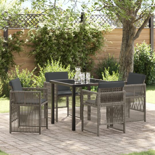 Set de masă pentru grădină 5 pcs Gri Rattan poli