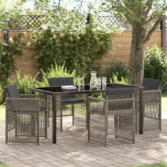 Set de masă pentru grădină 5 pcs Gri Rattan poli