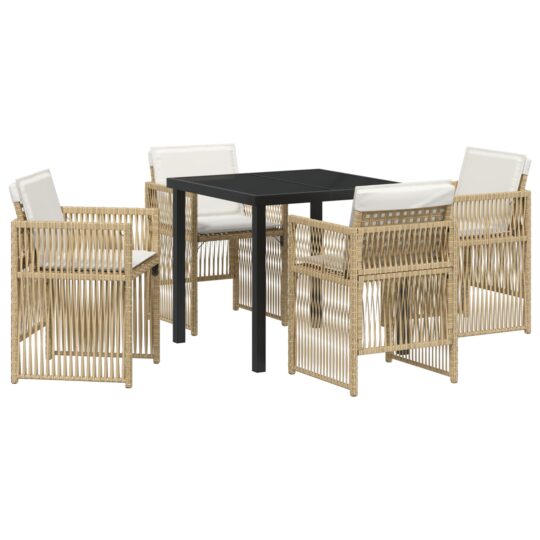 Alternative view of Set de masă pentru grădină 5 pcs Bej Rattan poli