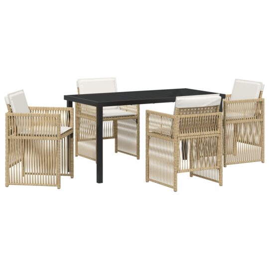 Alternative view of Set de masă pentru grădină 5 pcs Bej Rattan poli