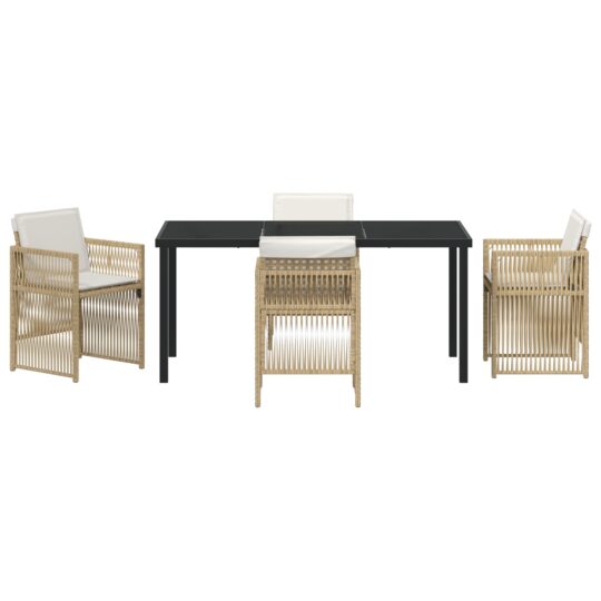 3380663 7 Set de masă pentru grădină 5 pcs Bej Rattan poli 3380663 7