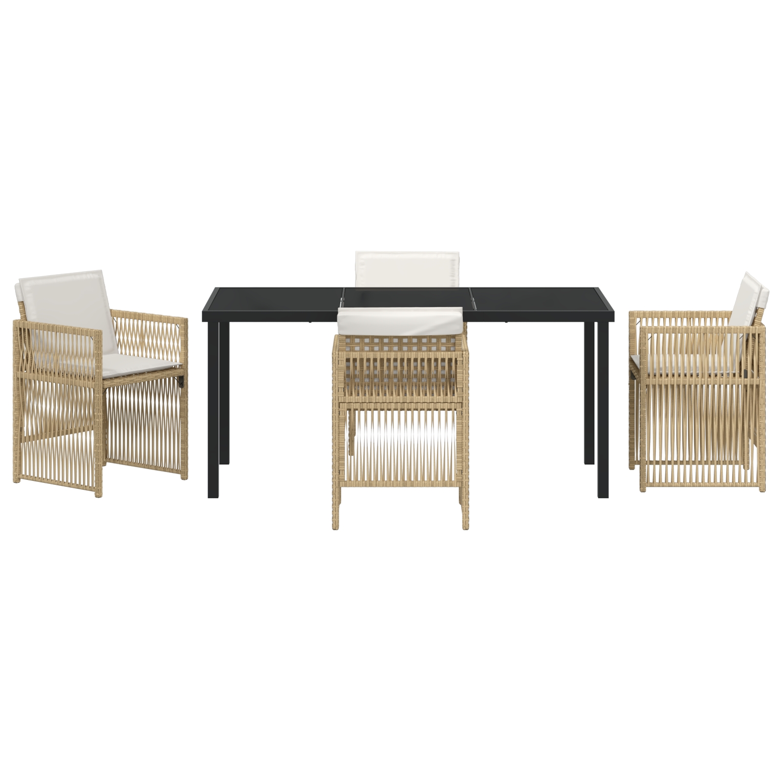 3380663 7 Set de masă pentru grădină 5 pcs Bej Rattan poli Set de masă pentru grădină 5 pcs Bej Rattan poli - imagine 7