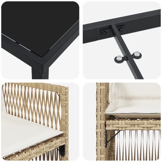 3380663 9 Set de masă pentru grădină 5 pcs Bej Rattan poli 3380663 9