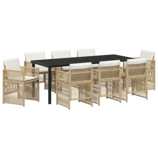 3380664 2 Set de dining pentru grădină cu perne Bej din poliratan 3380664 2