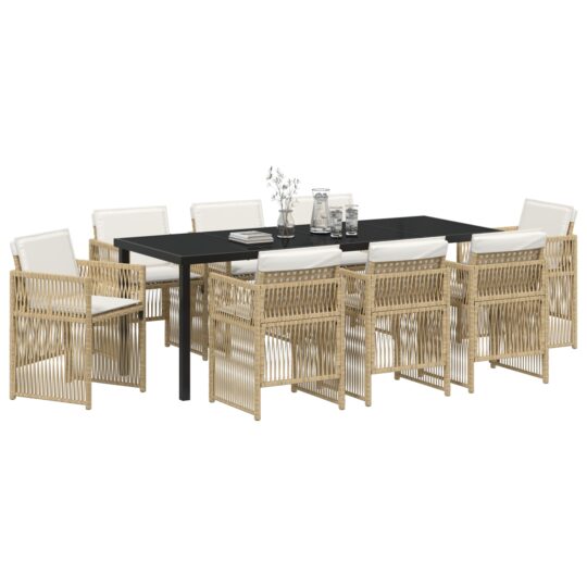 3380664 3 Set de dining pentru grădină cu perne Bej din poliratan 3380664 3