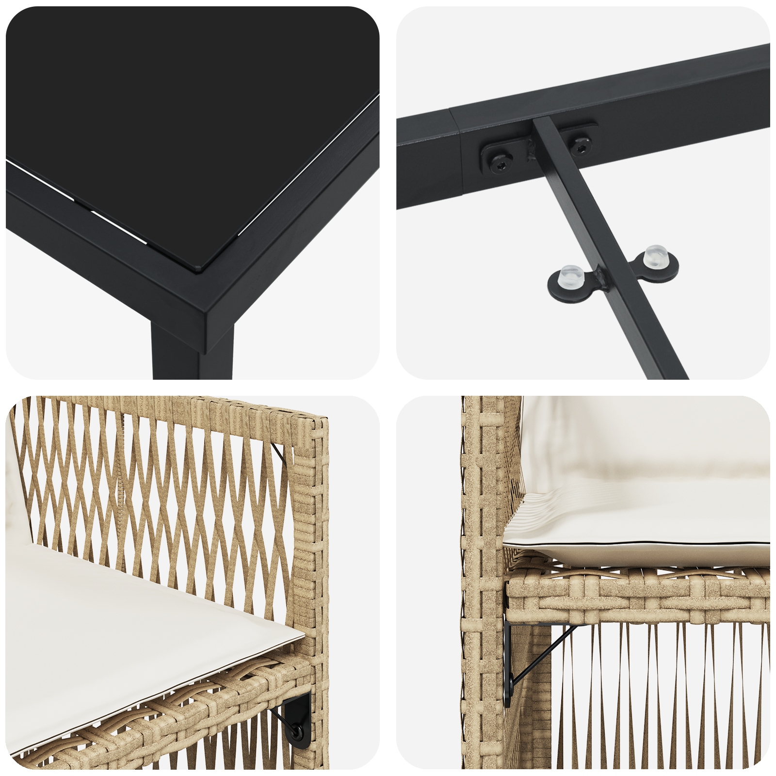 3380664 9 Set de dining pentru grădină cu perne Bej din poliratan Set de dining pentru grădină cu perne Bej din poliratan - imagine 9