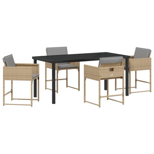 Alternative view of Set de masă pentru grădină 5 pcs Bej poliratan