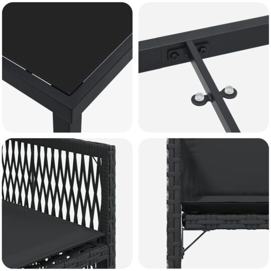 3380774 9 Set de masă pentru grădină 5 pcs Negru poliratan 3380774 9