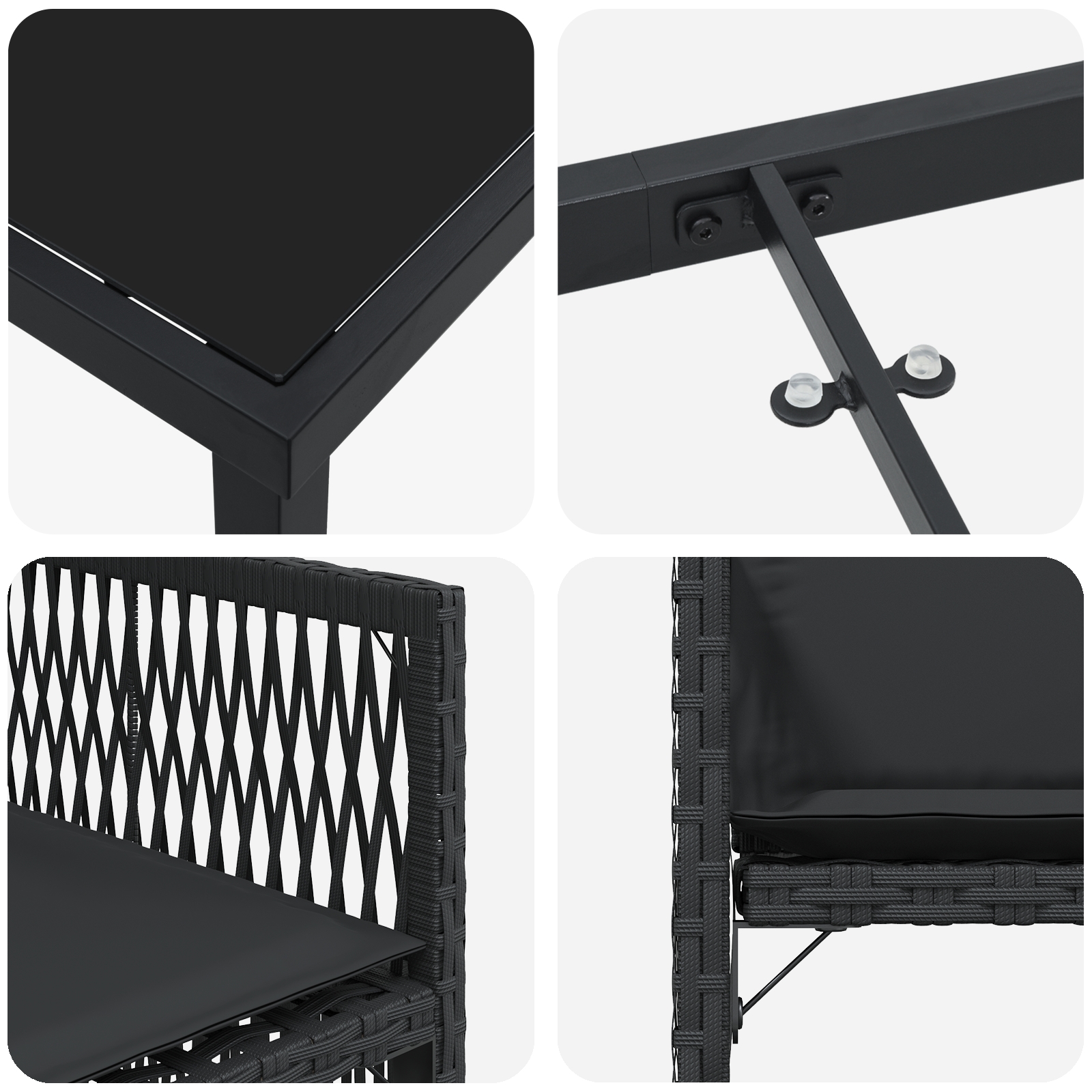 3380774 9 Set de masă pentru grădină 5 pcs Negru poliratan Set de masă pentru grădină 5 pcs Negru poliratan - imagine 9