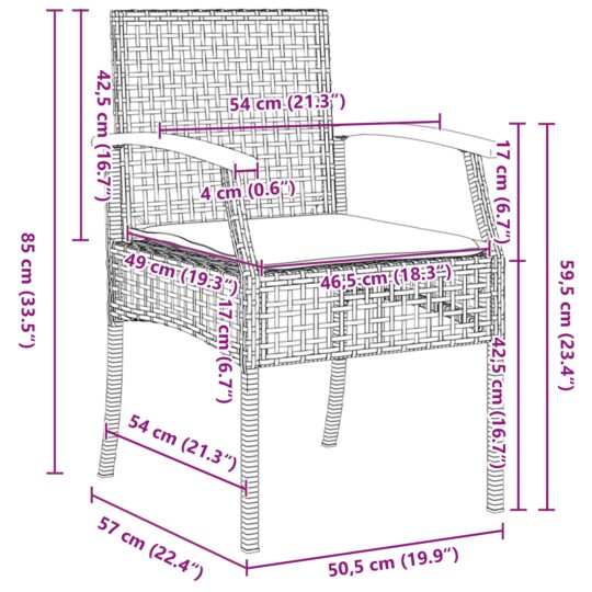 3380813 10 Set de masă pentru grădină 3 pcs Negru poliratan 3380813 10
