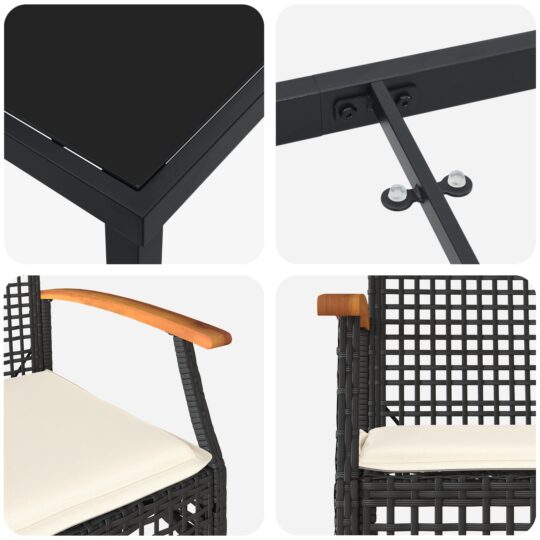 3380813 9 Set de masă pentru grădină 3 pcs Negru poliratan 3380813 9