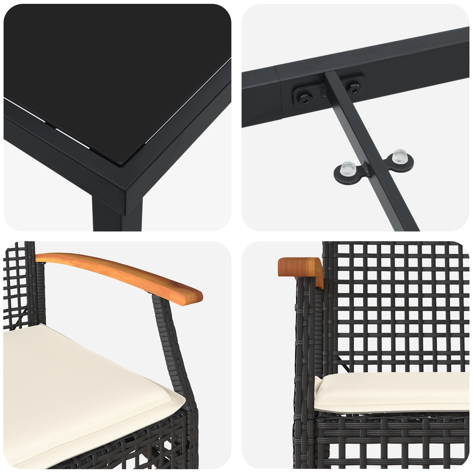 3380813 9 Set de masă pentru grădină 3 pcs Negru poliratan Set de masă pentru grădină 3 pcs Negru poliratan - imagine 9