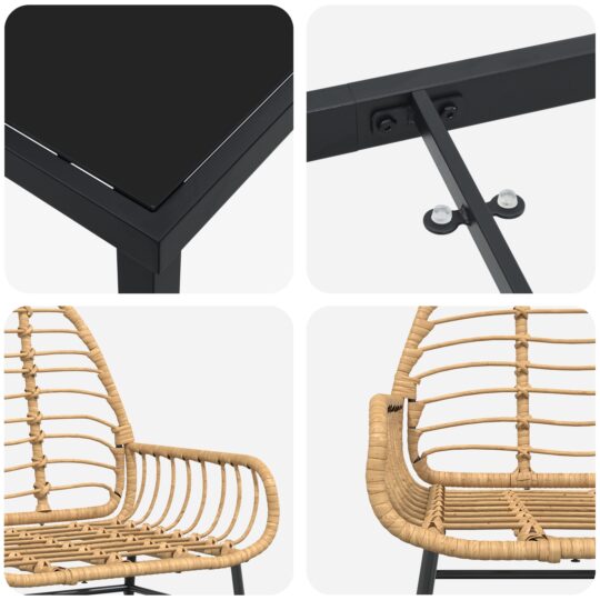 3380854 9 Set de mese de grădină 9 Piese Maro Ratan Poly 3380854 9