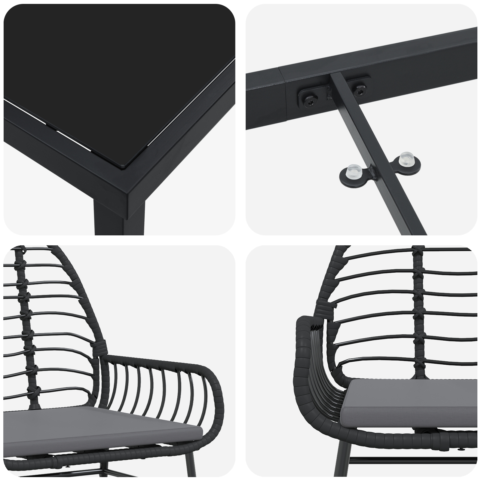 3380860 9 Set de Dining Exterior 7 Piese cu Perne Negru Poliratan Set de Dining Exterior 7 Piese cu Perne Negru Poliratan - imagine 9