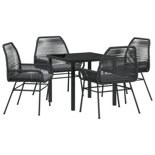 Alternative view of Set de masă pentru grădină 5 pcs Negru poliratan