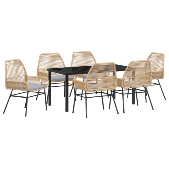 Alternative view of Set de masă pentru grădină 7 pcs Maro poliratan