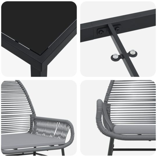 3380884 9 Set de masă pentru grădină 5 pcs Gri poliratan 3380884 9