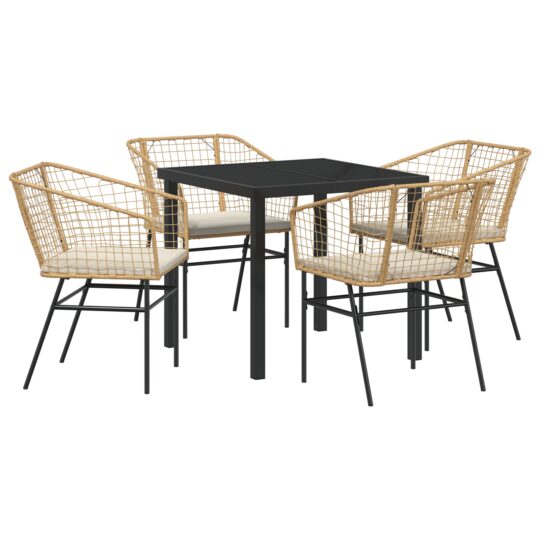 Alternative view of Set de masă pentru grădină 5 pcs Maro poliratan