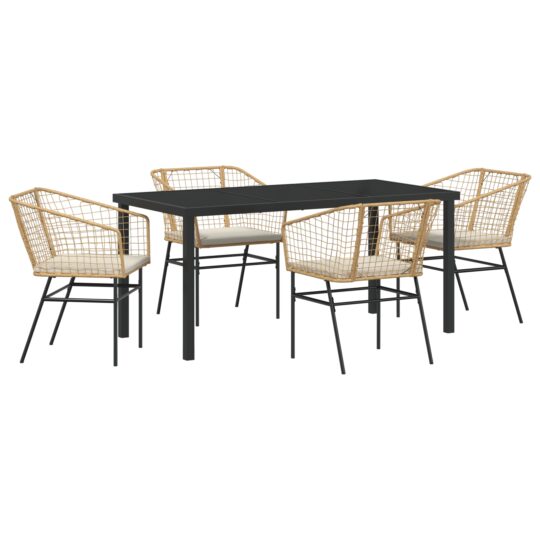 Alternative view of Set de masă pentru grădină 5 pcs Maro poliratan