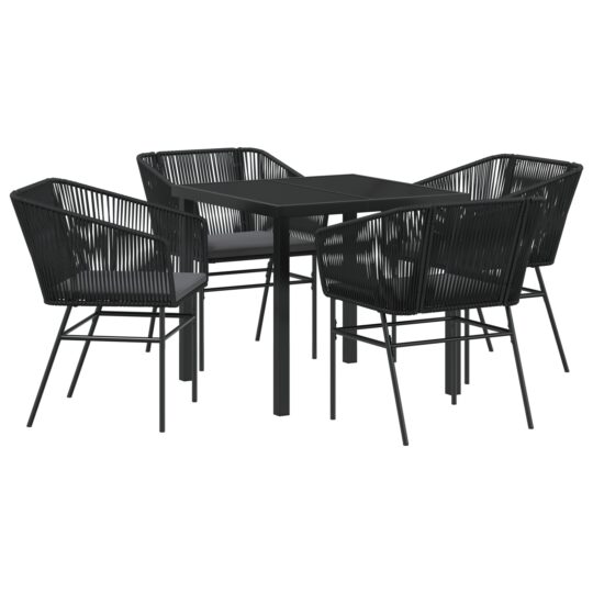 Alternative view of Set de masă pentru grădină 5 pcs Negru Rattan poli