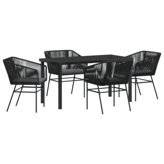 Alternative view of Set de masă pentru grădină 5 pcs Negru Rattan poli