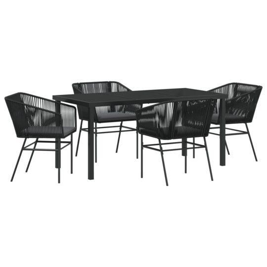 Alternative view of Set de masă pentru grădină 5 pcs Negru Rattan poli