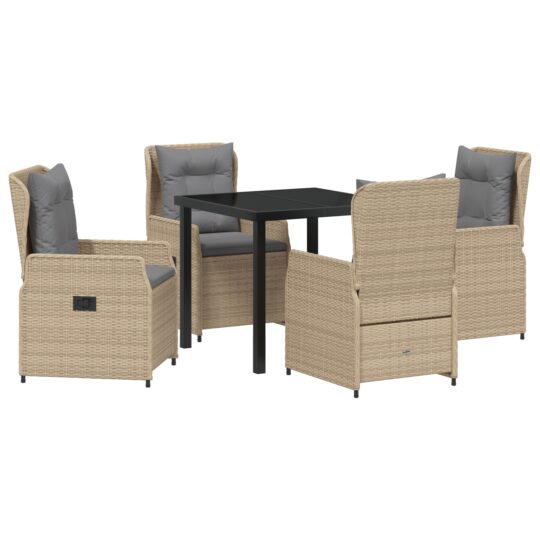 Alternative view of Set de masă pentru grădină 5 pcs Bej poliratan