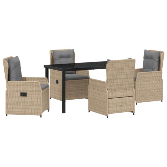 Alternative view of Set de masă pentru grădină 5 pcs Bej poliratan