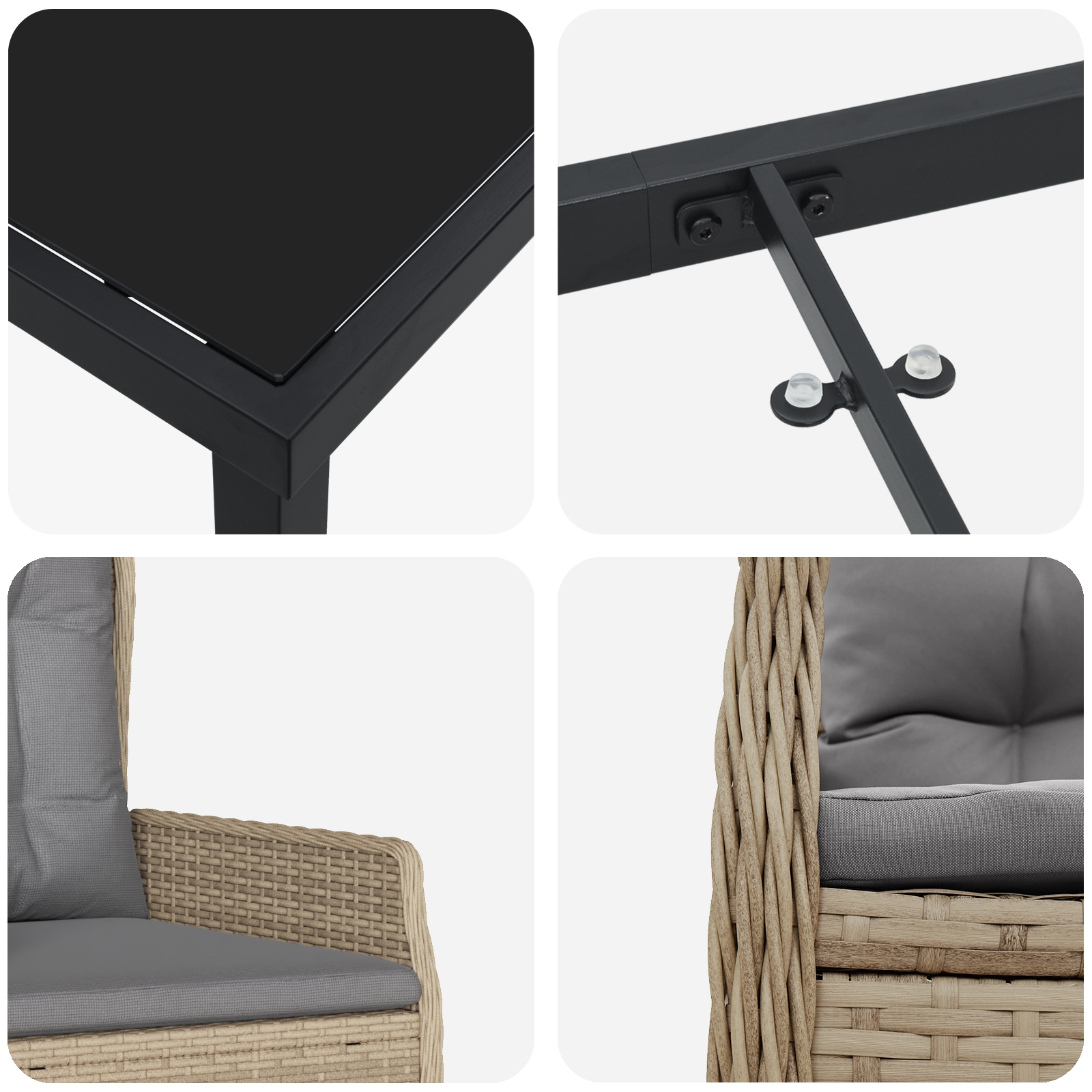 3380963 9 Set de masă pentru grădină 5 pcs Bej poliratan Set de masă pentru grădină 5 pcs Bej poliratan - imagine 9