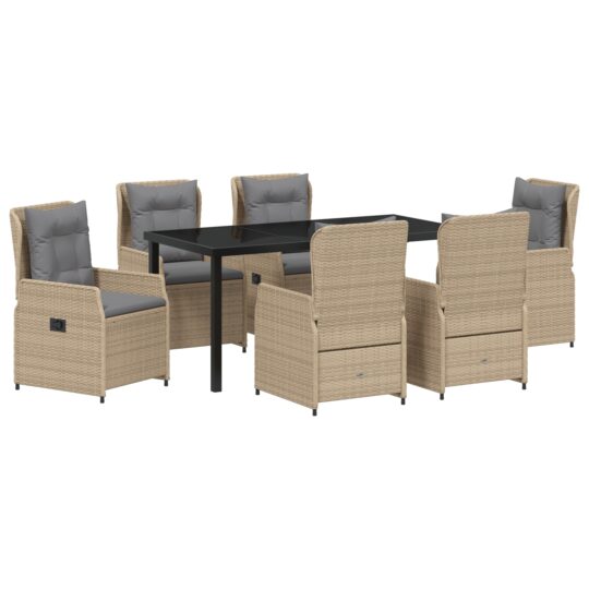 Alternative view of Set de masă pentru grădină 7 pcs Bej poliratan