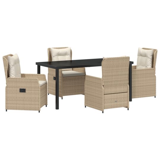 Alternative view of Set de masă pentru grădină 5 pcs Bej poliratan