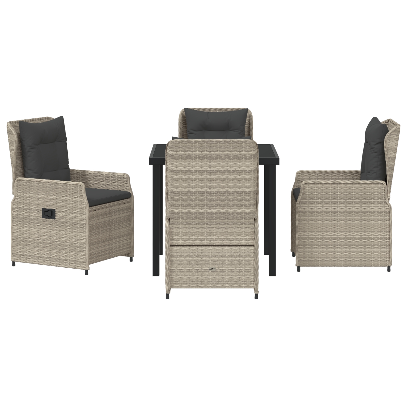 3380975 7 Set de masă pentru grădină 5 pcs Gri deschis poliratan Set de masă pentru grădină 5 pcs Gri deschis poliratan - imagine 7